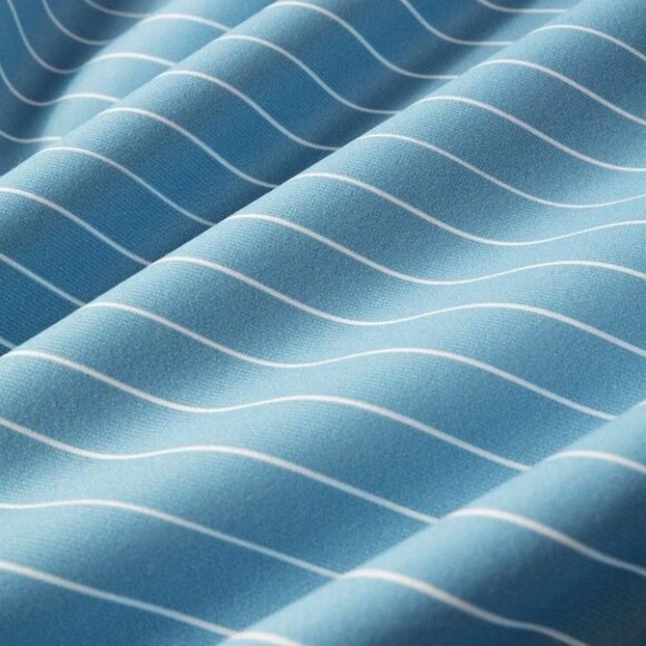 Blue Mens Striped Zip Up Polo - Picture 5 of 7